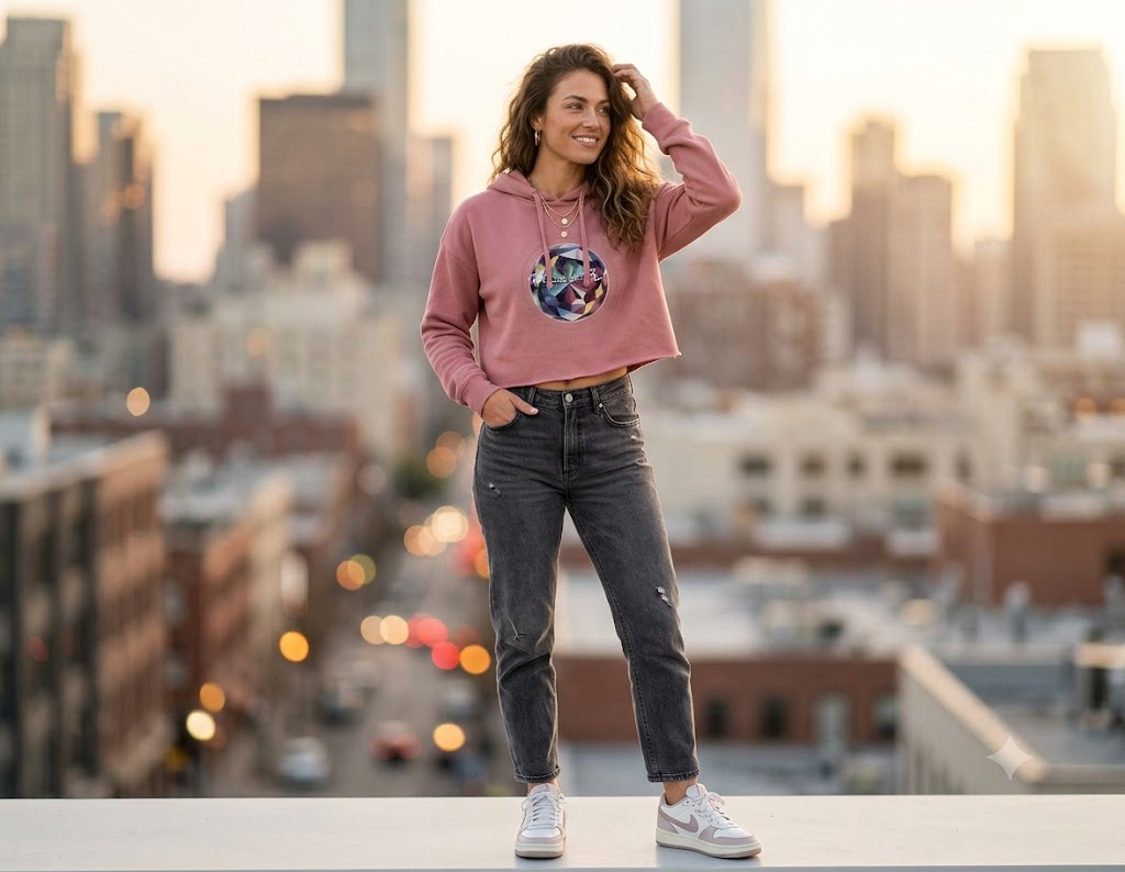 Gem Cropped Fleece Hoodie