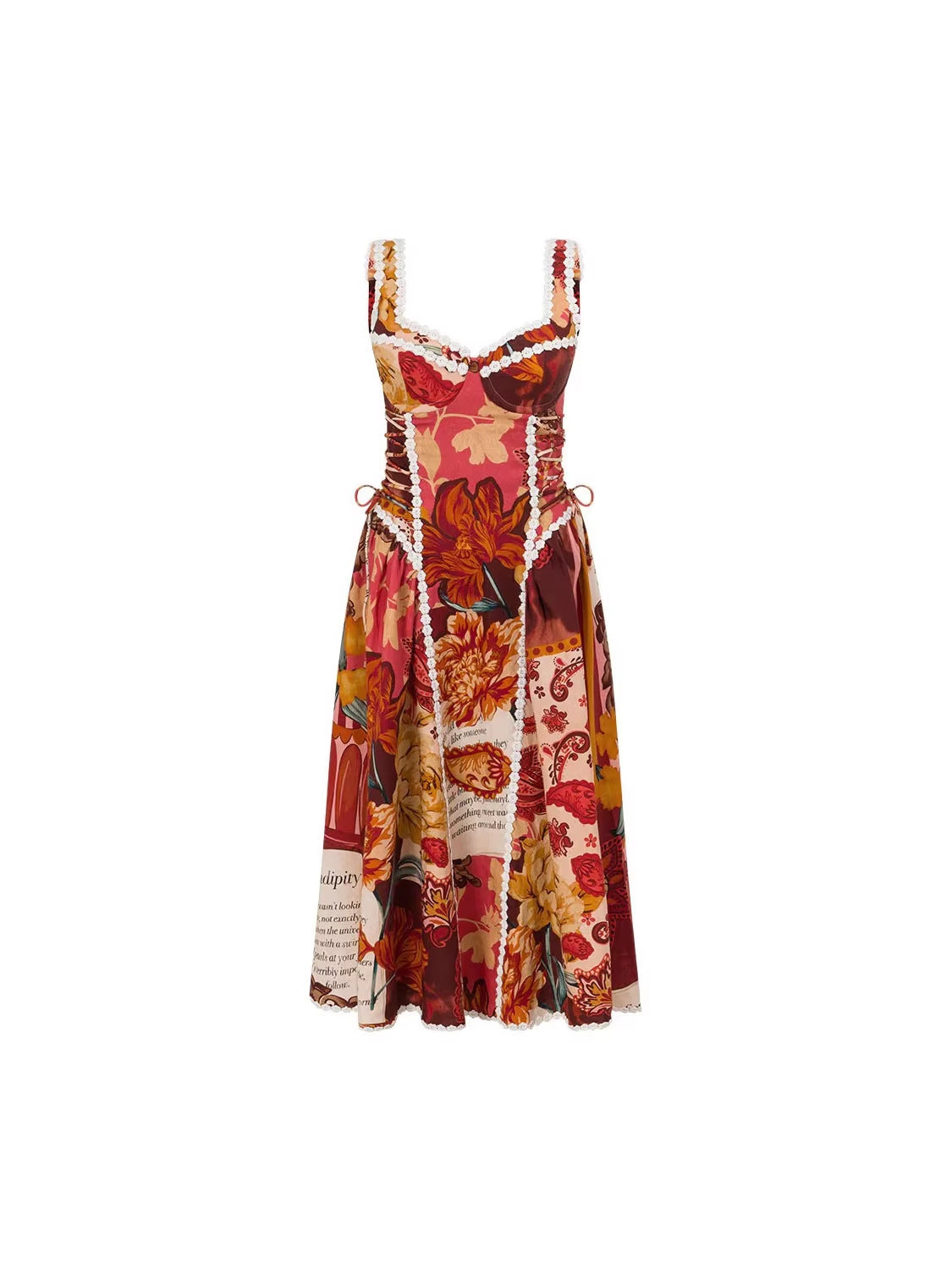 Hemp Blend Patchwork Dress with Spaghetti Straps