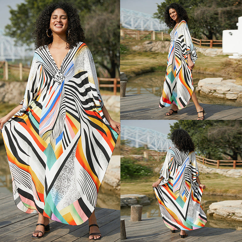 Rayon Printed Beach Cover Up Dress