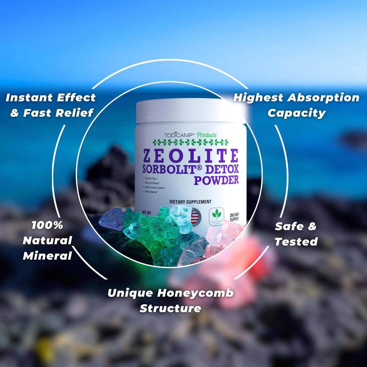 Sorbolit Zeolite Detox Powder   7.05oz Clinoptilolite Zeolite Powder Sorbolit  1 2 µm Zeolite Clinoptilolite Powder Supplement for Liver Detox   200 Days Supply