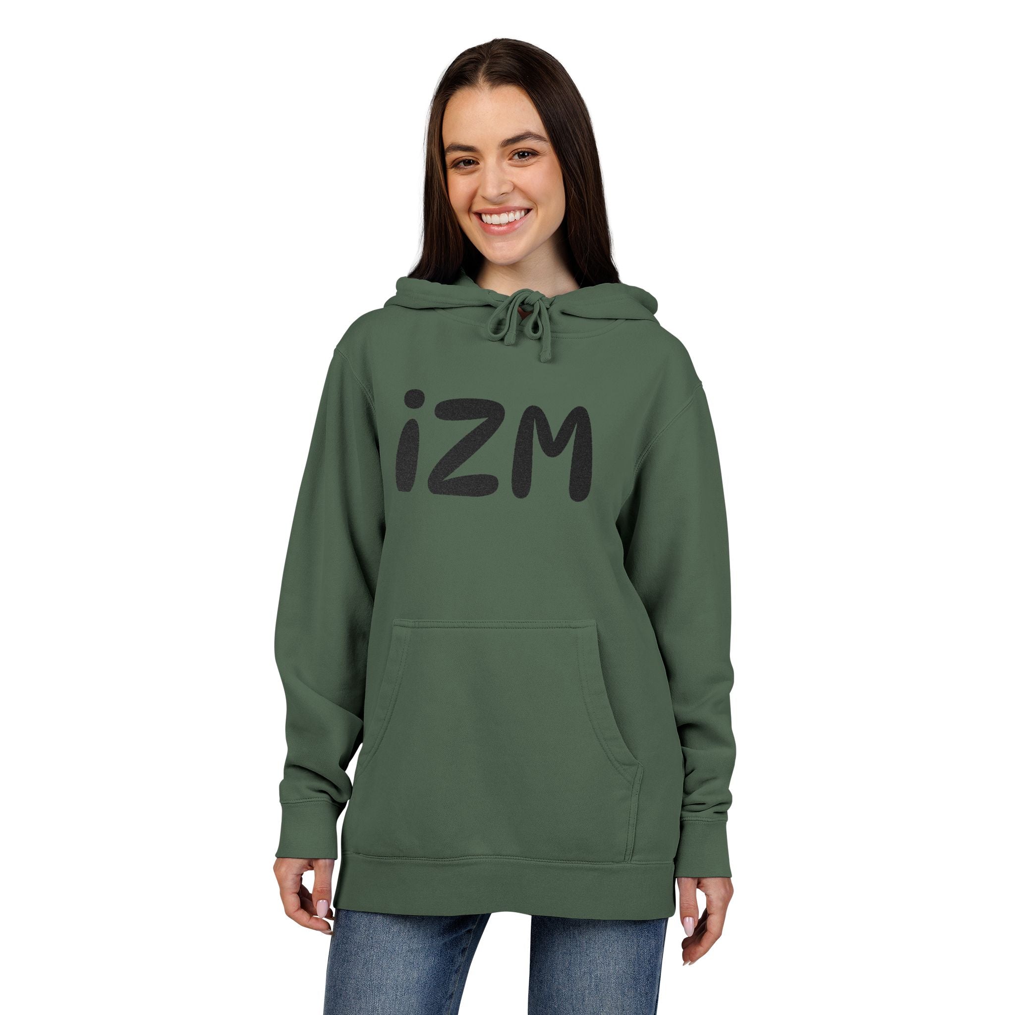 IZM Logo Hoodie — Pigment-Dyed Green Pullover