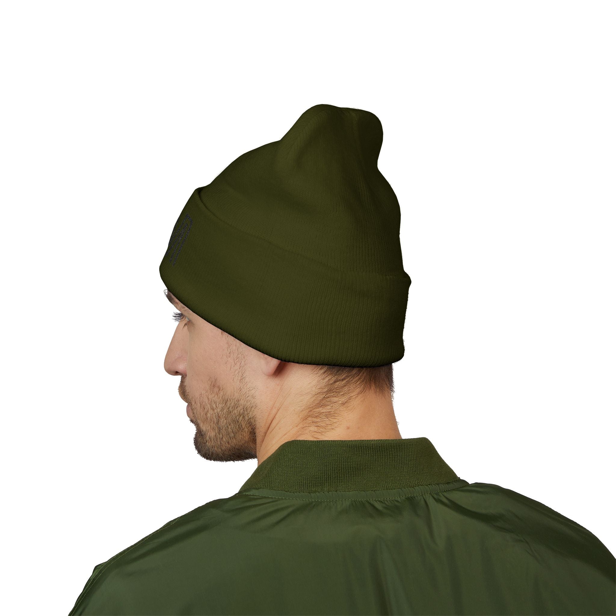 Embroidered "iZM" Cuffed Beanie — Classic Knit Winter Hat