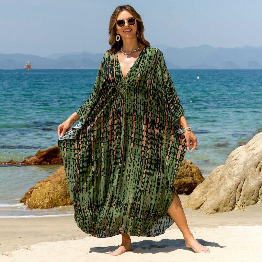 Bohemian Beach Cover-Up with Woven Print