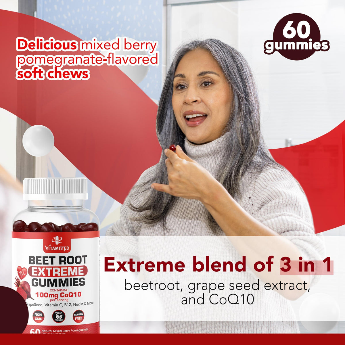 Extreme Beetroot Formula COQ10 100mg with Grape Seed Extract for Circulation