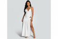 White Maxi Wrap Skirt & V Neck Halter
