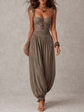 Womens Lace Suspender Harem Jumpsuit