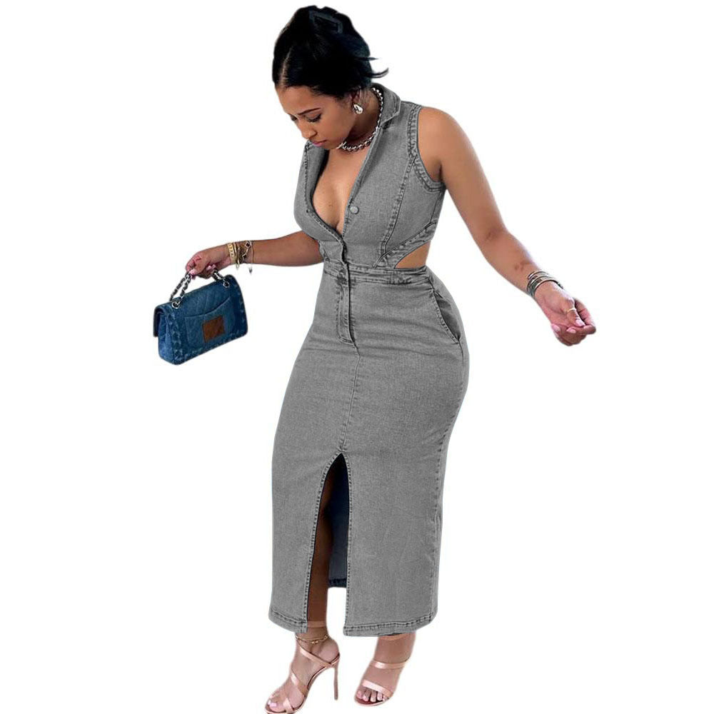 Halter-neck long dress