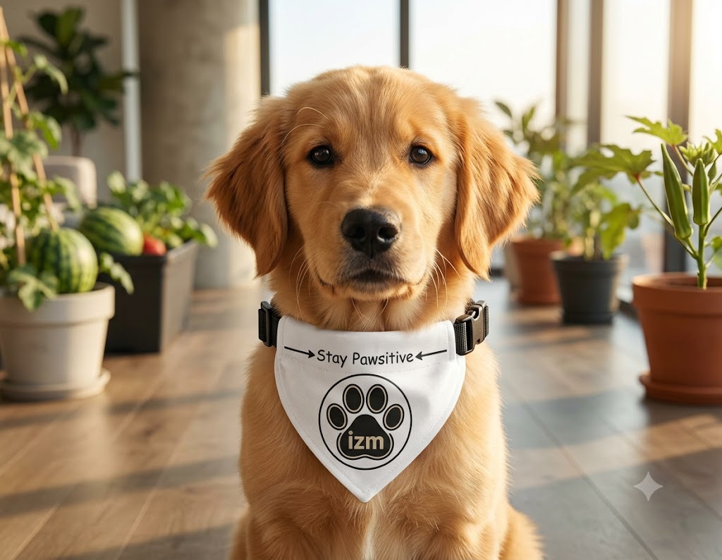 Clip-On Pet Bandana — 'Stay Pawsitive' Paw Print Dog Bandana