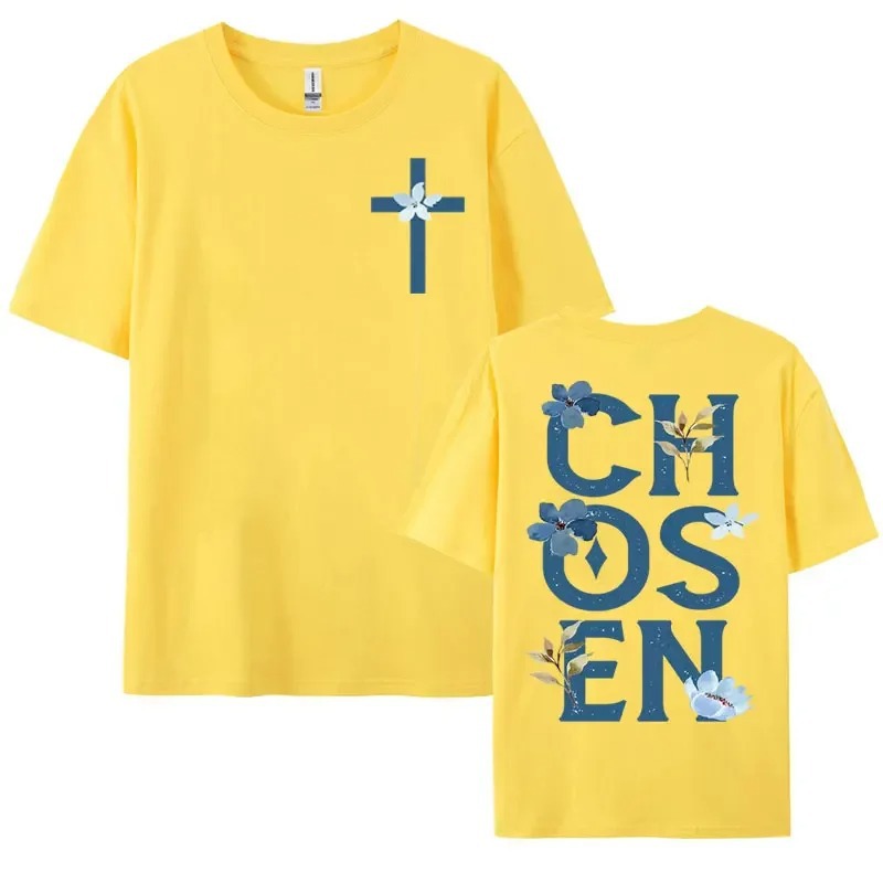 Chosen Floral Aesthetic Bible Verse T-shirts Women's Trendy
