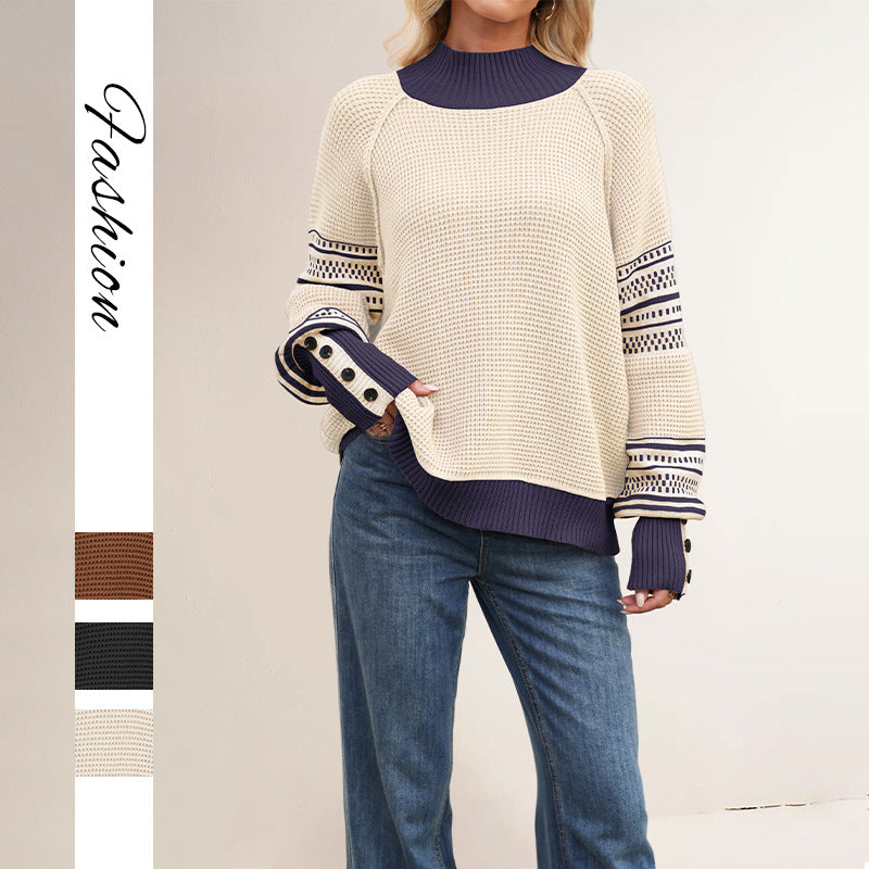 Knitted sweater, half-high neck, fashionable pullover
