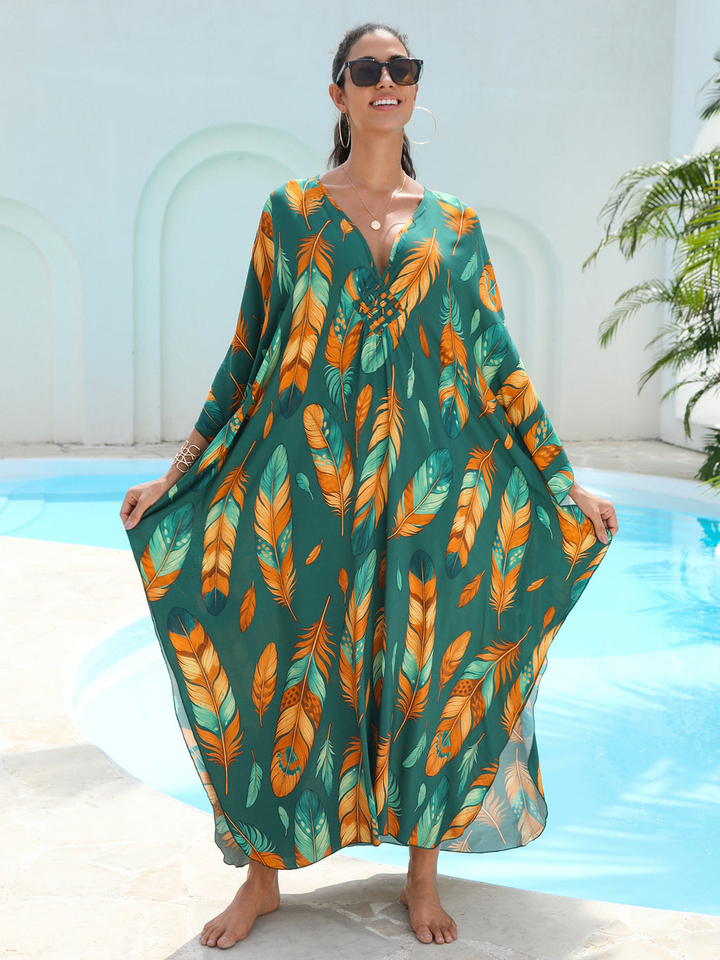 Rayon Printed Beach Cover Up Dress