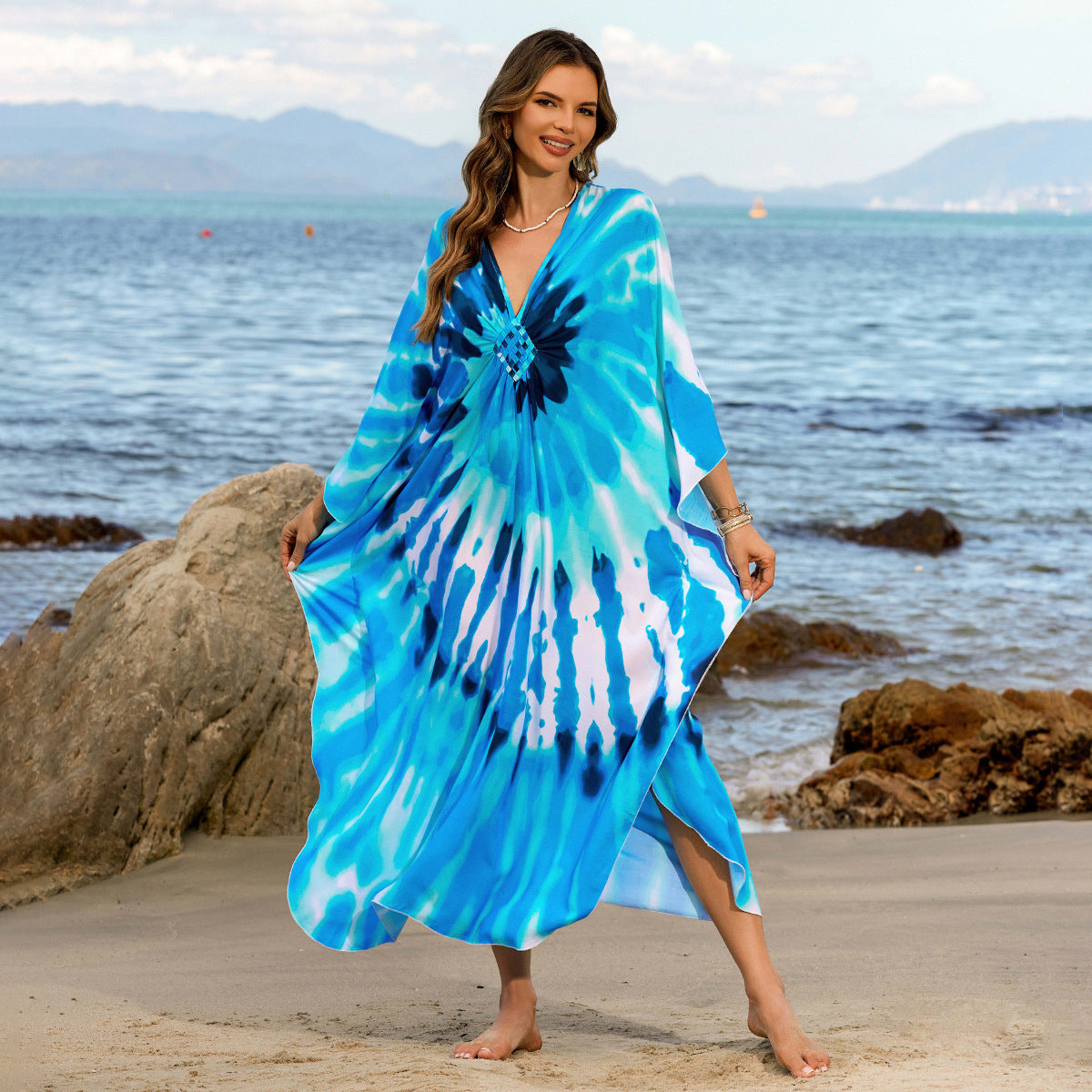 Bohemian Beach Cover-Up with Woven Print