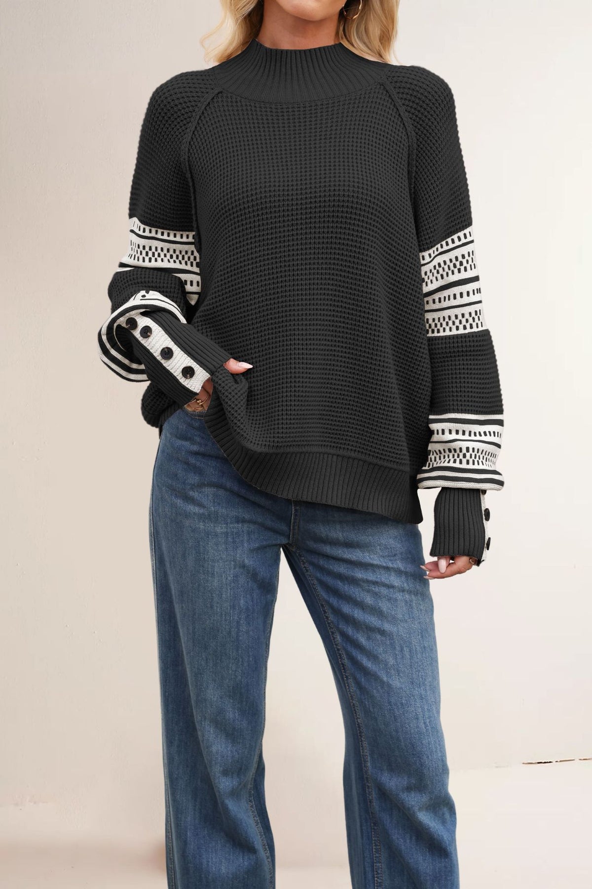 Knitted sweater, half-high neck, fashionable pullover