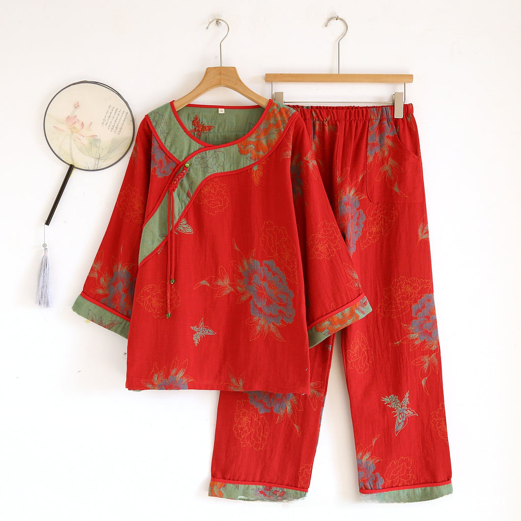 Chinese Style Cotton Pajamas Set