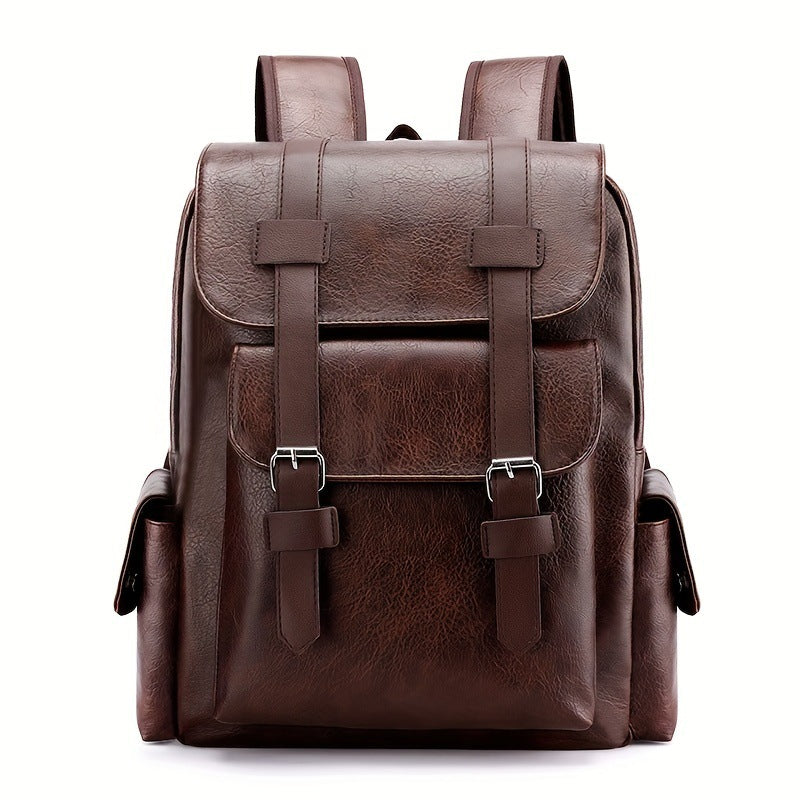 Retro travel large-capacity soft leather backpack