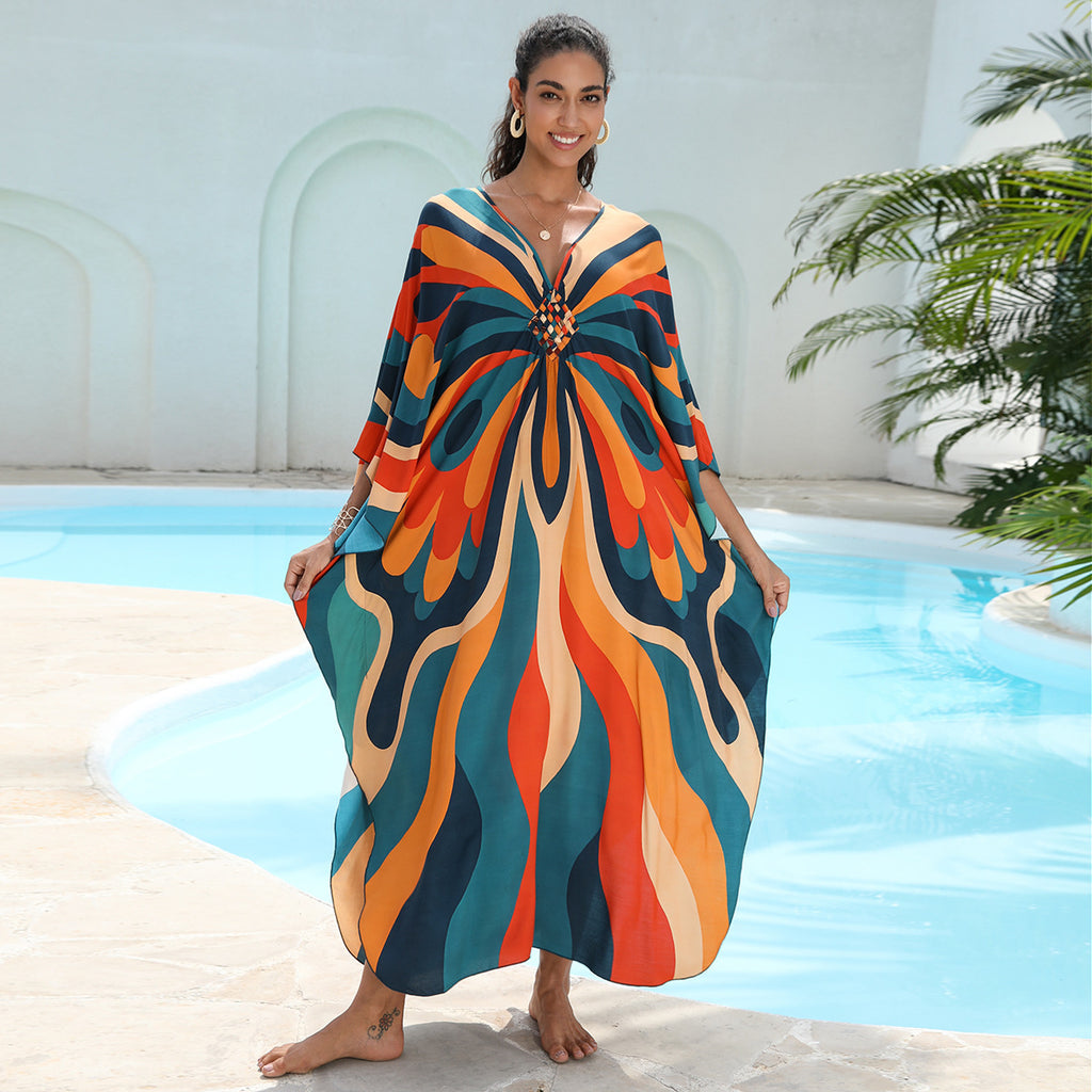 Rayon Printed Beach Cover Up Dress