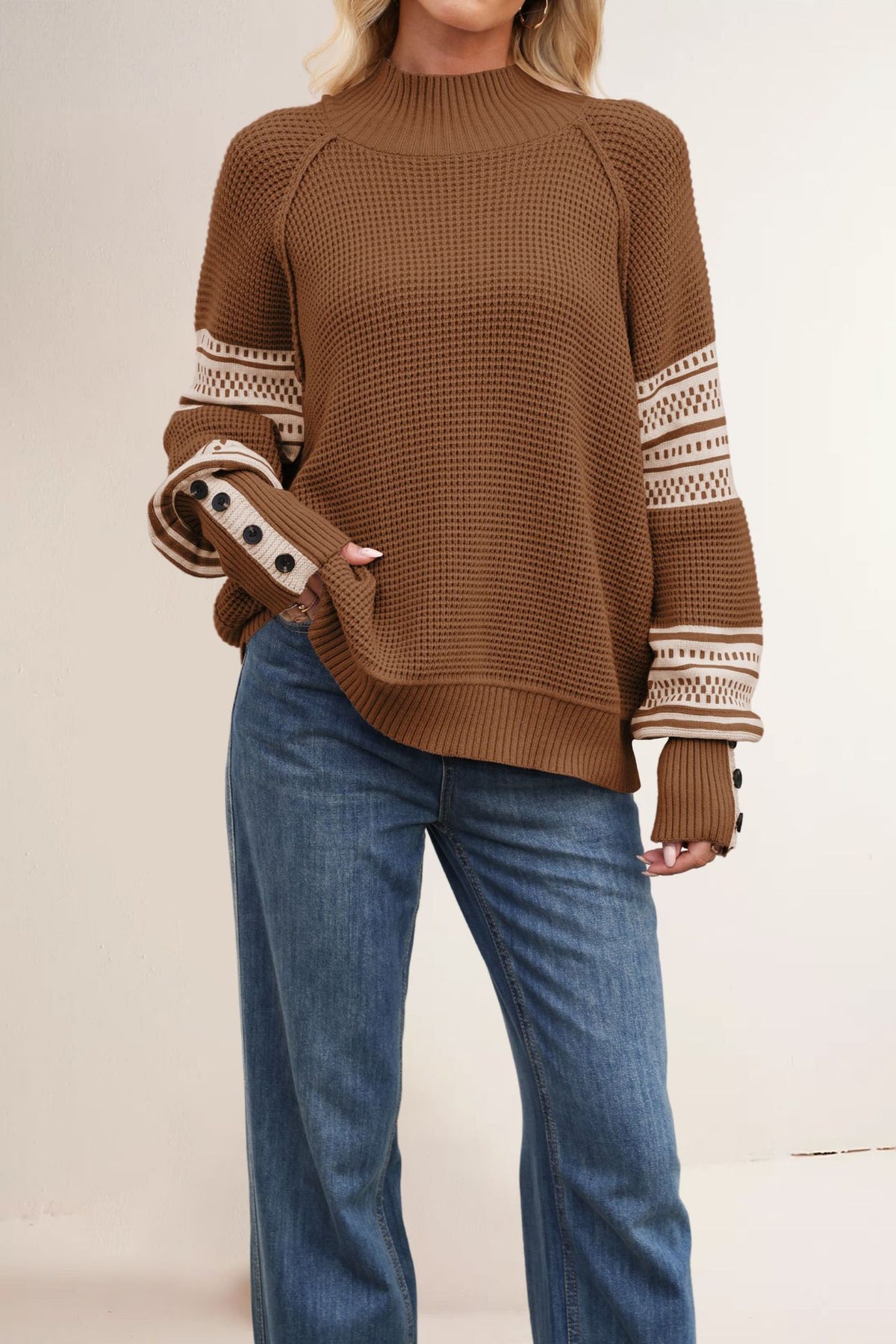 Knitted sweater, half-high neck, fashionable pullover