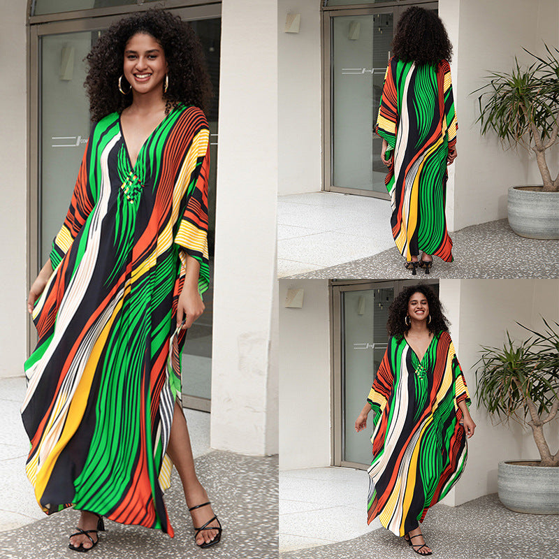 Rayon Printed Beach Cover Up Dress