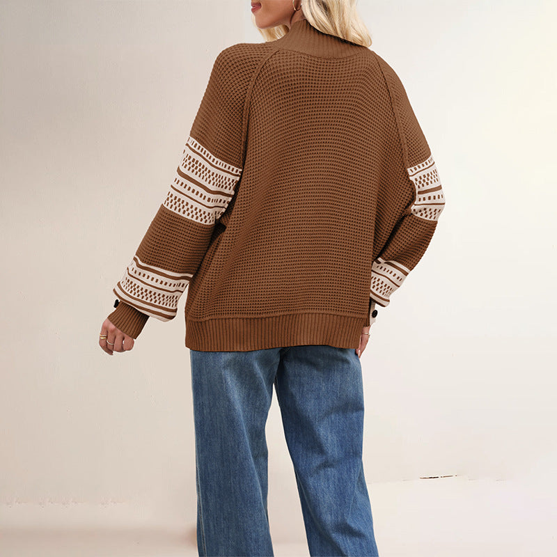 Knitted sweater, half-high neck, fashionable pullover
