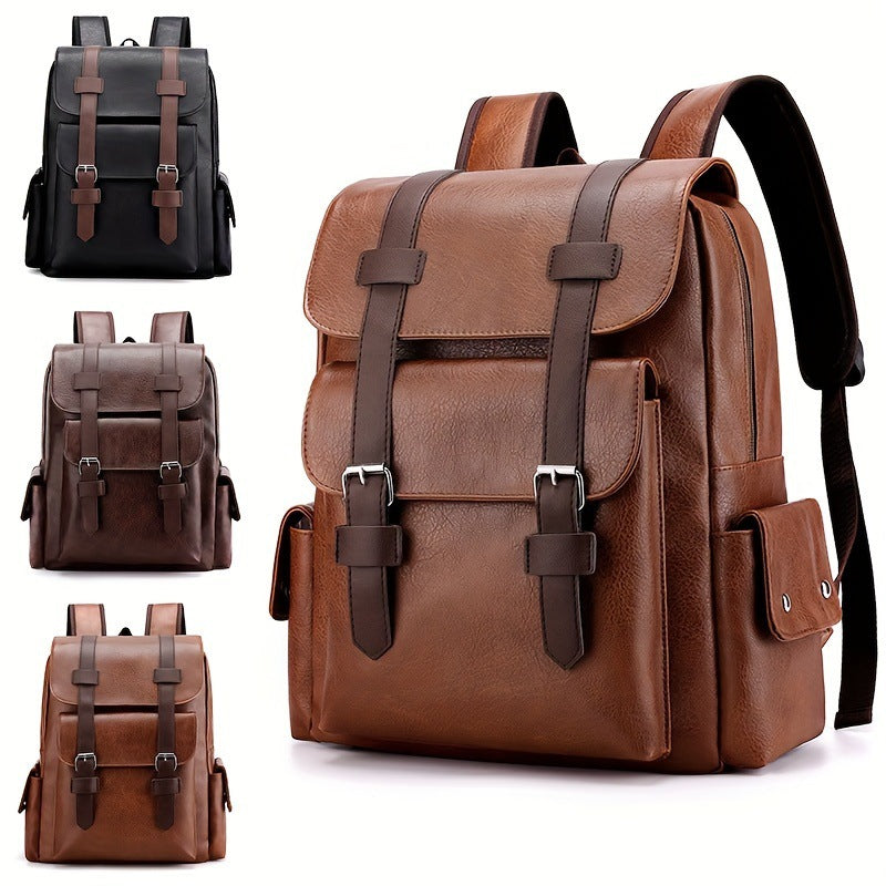 Retro travel large-capacity soft leather backpack