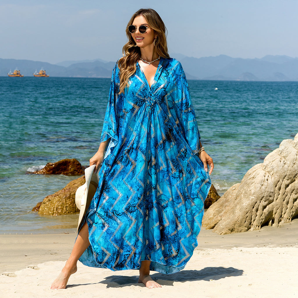 Bohemian Beach Cover-Up with Woven Print
