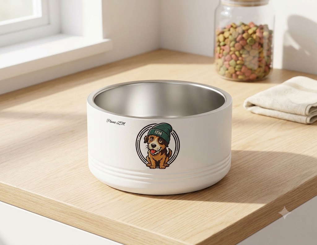 Cute Dog Beanie Pet Bowl — 18oz Stainless Steel Dog Food & Water Bowl