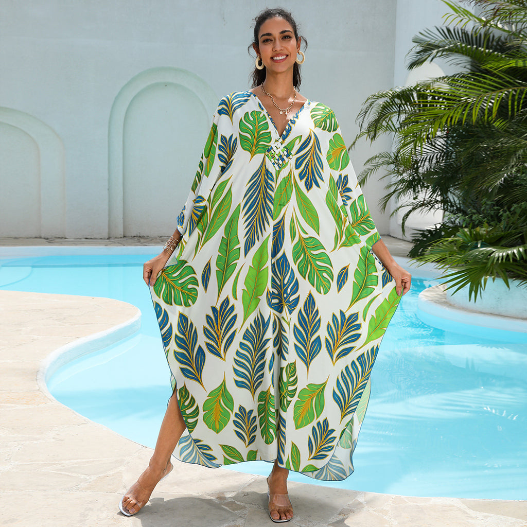 Rayon Printed Beach Cover Up Dress