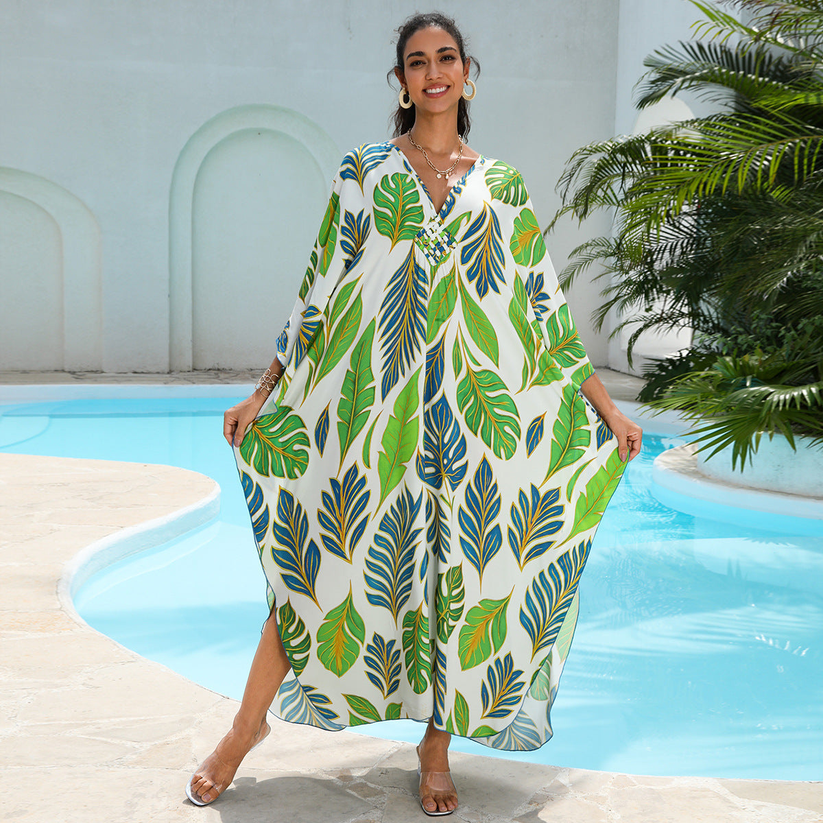 Rayon Printed Beach Cover Up Dress