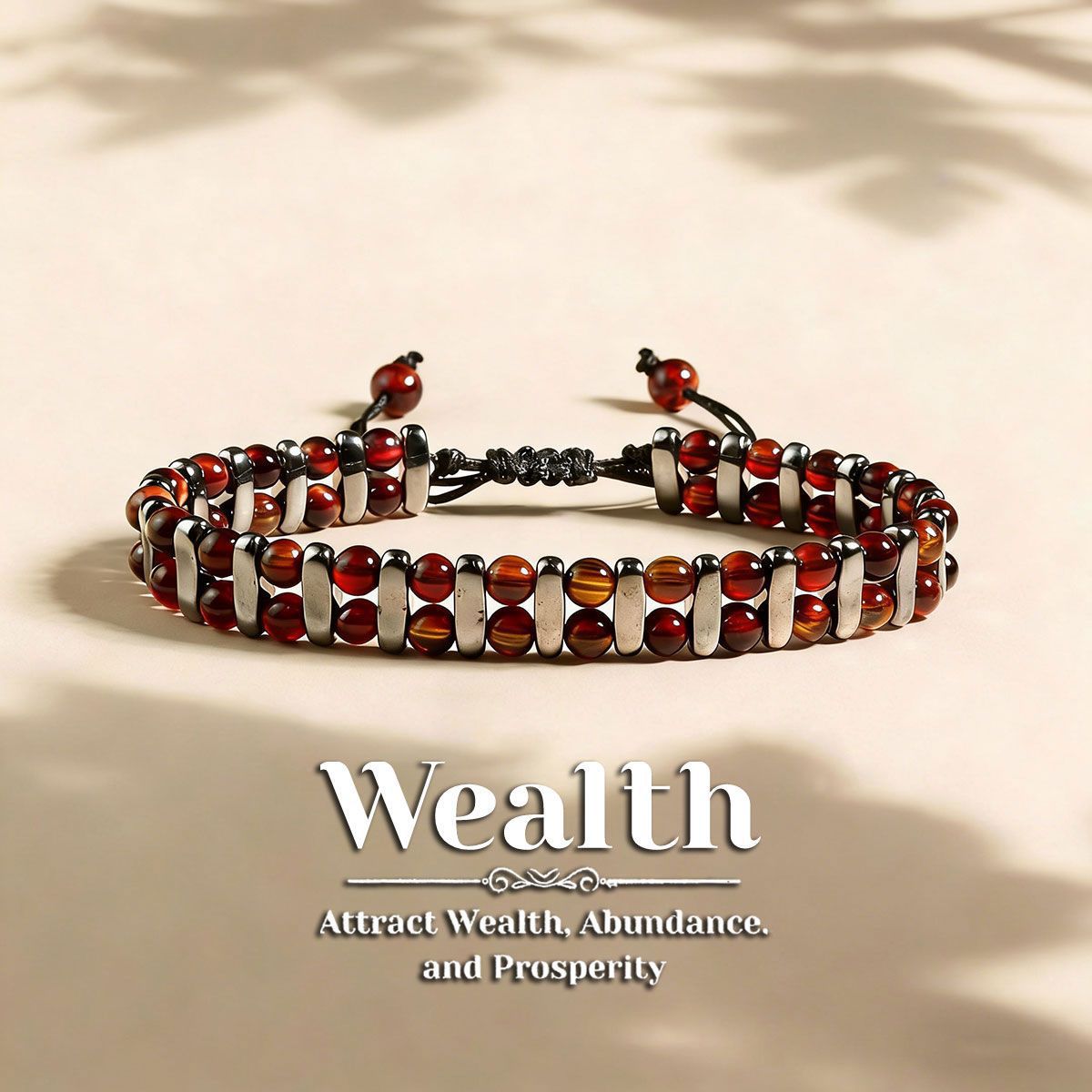 Tiger Eye Stone Magnetic Woven Bracelet
