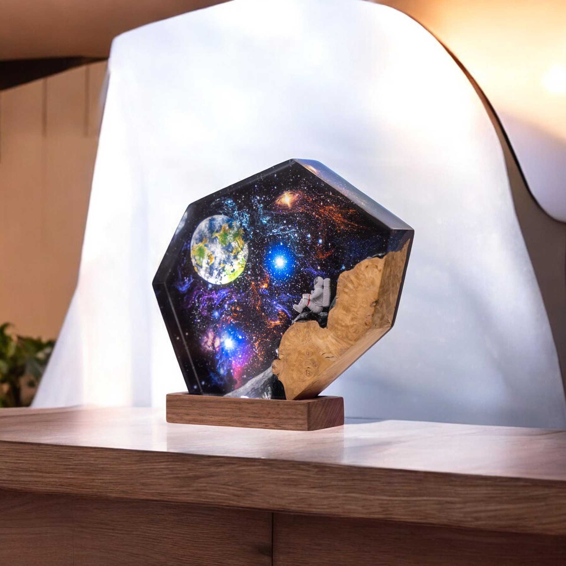 Galaxy Astronaut Resin LED Night Light