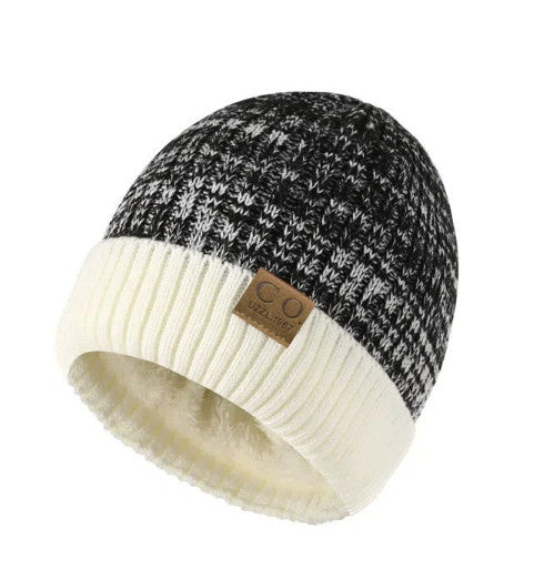 Fleece-Lined Knit Beanie Hat