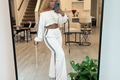 White Drop Shoulder Sweater & Drawstring Pants Set