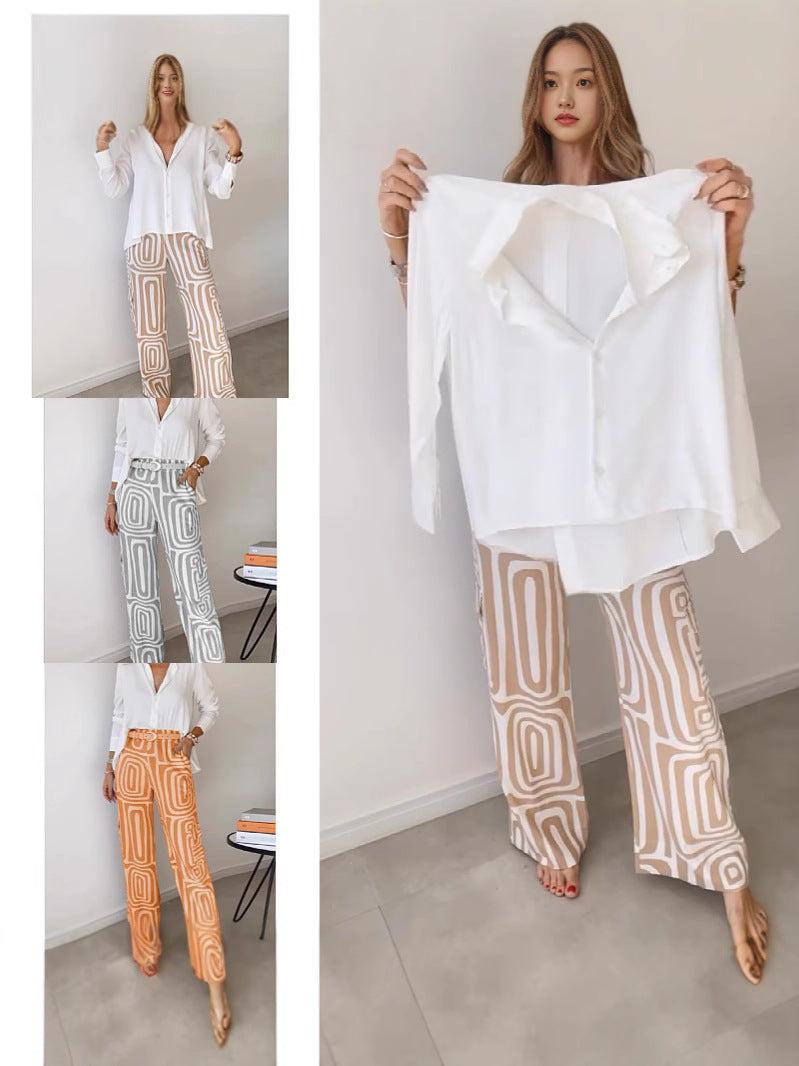 Women's Printed Shirt and Trousers Set