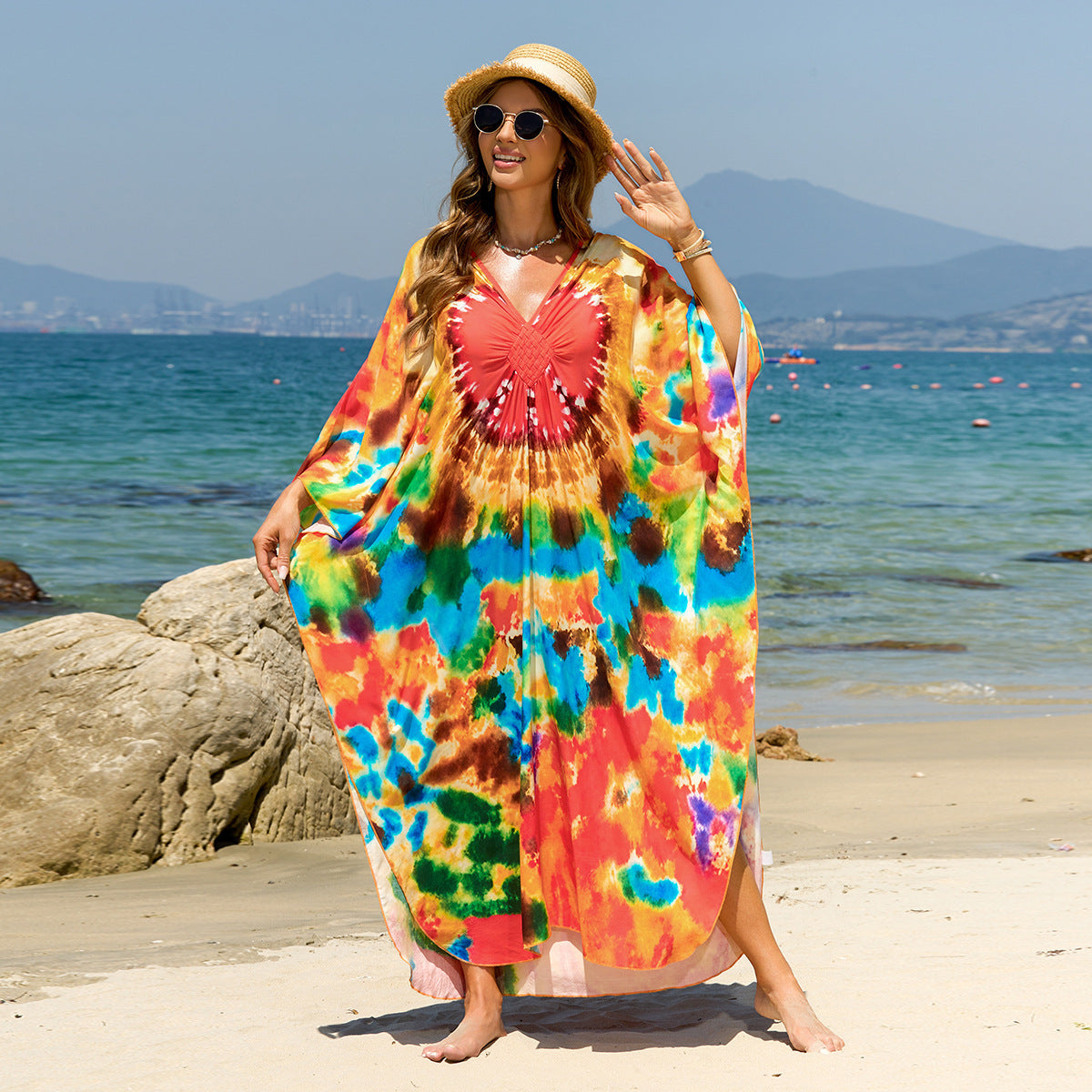 Bohemian Beach Cover-Up with Woven Print