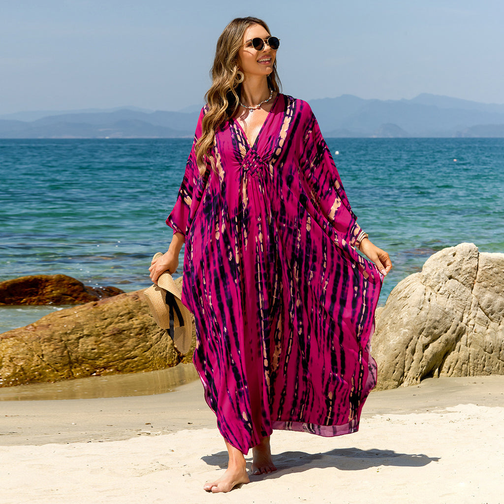 Bohemian Beach Cover-Up with Woven Print
