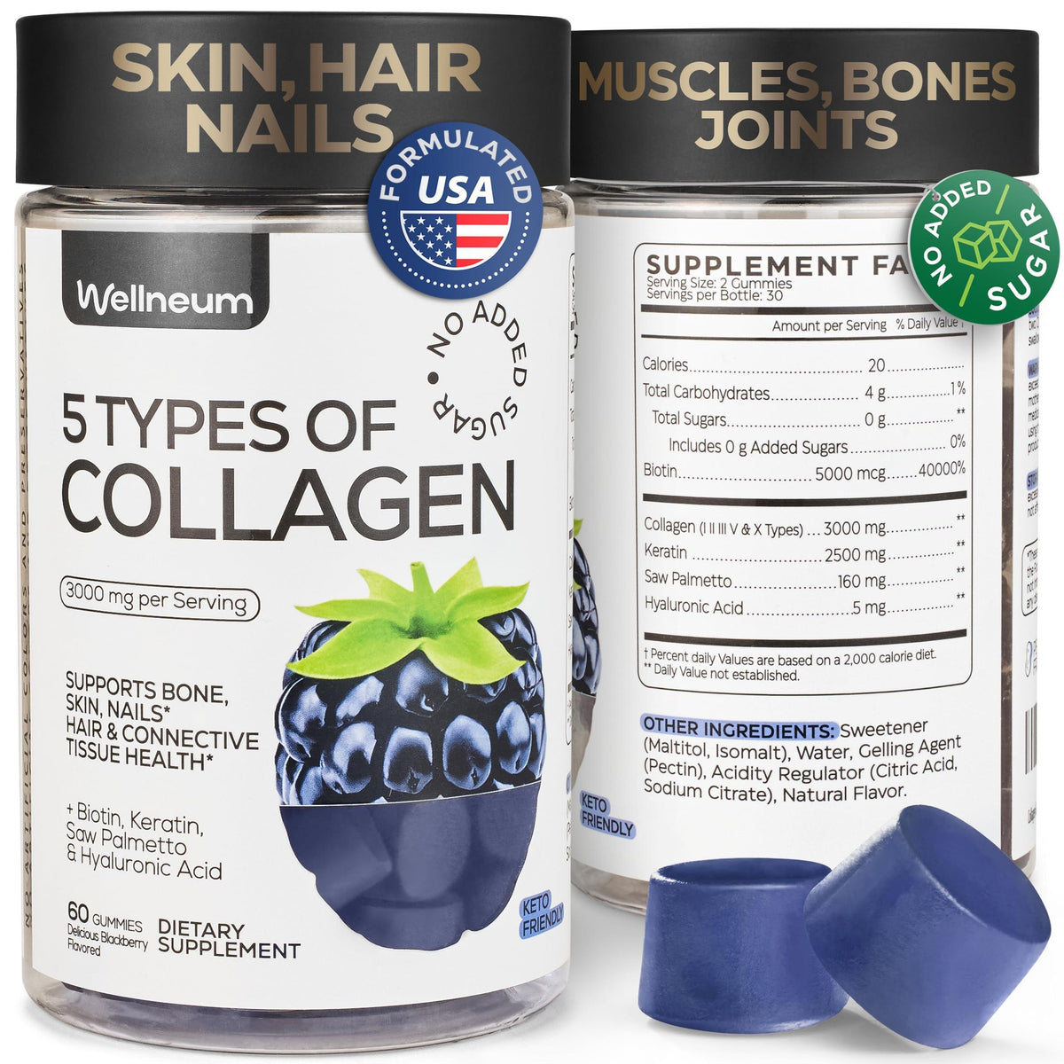 Collagen Peptide Gummies for Women Men 3000 Mg Collagen Supplement for Healthy