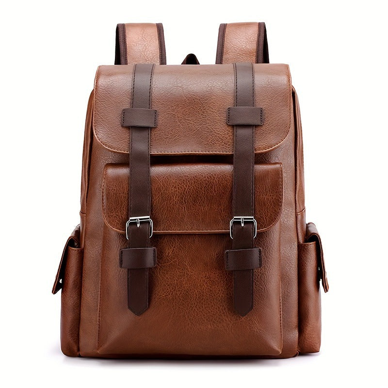 Retro travel large-capacity soft leather backpack