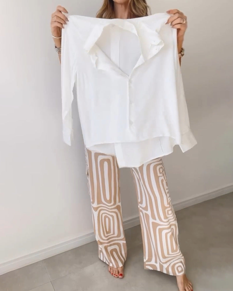 Women's Printed Shirt and Trousers Set
