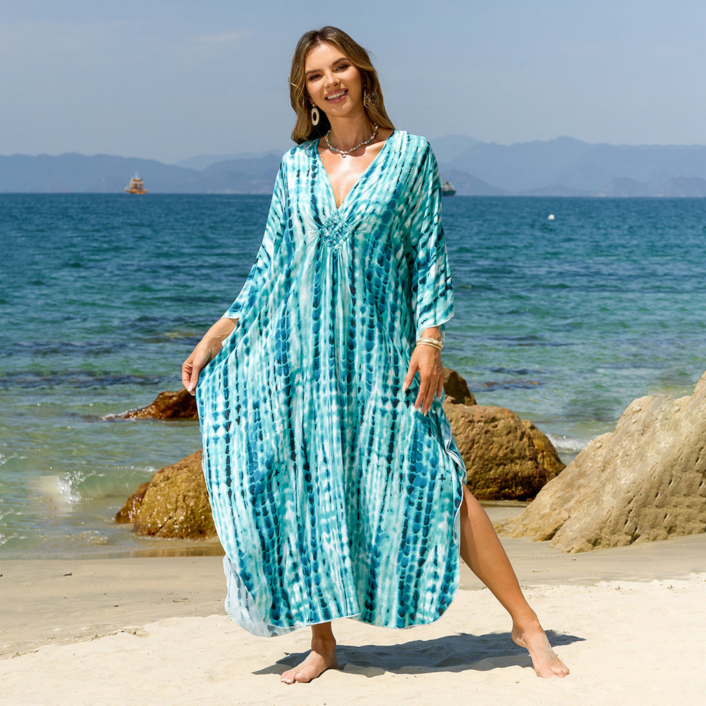 Bohemian Beach Cover-Up with Woven Print