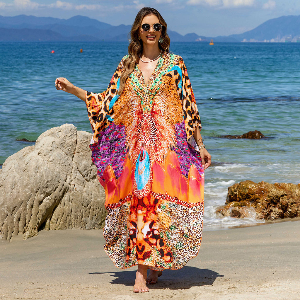 Bohemian Beach Cover-Up with Woven Print