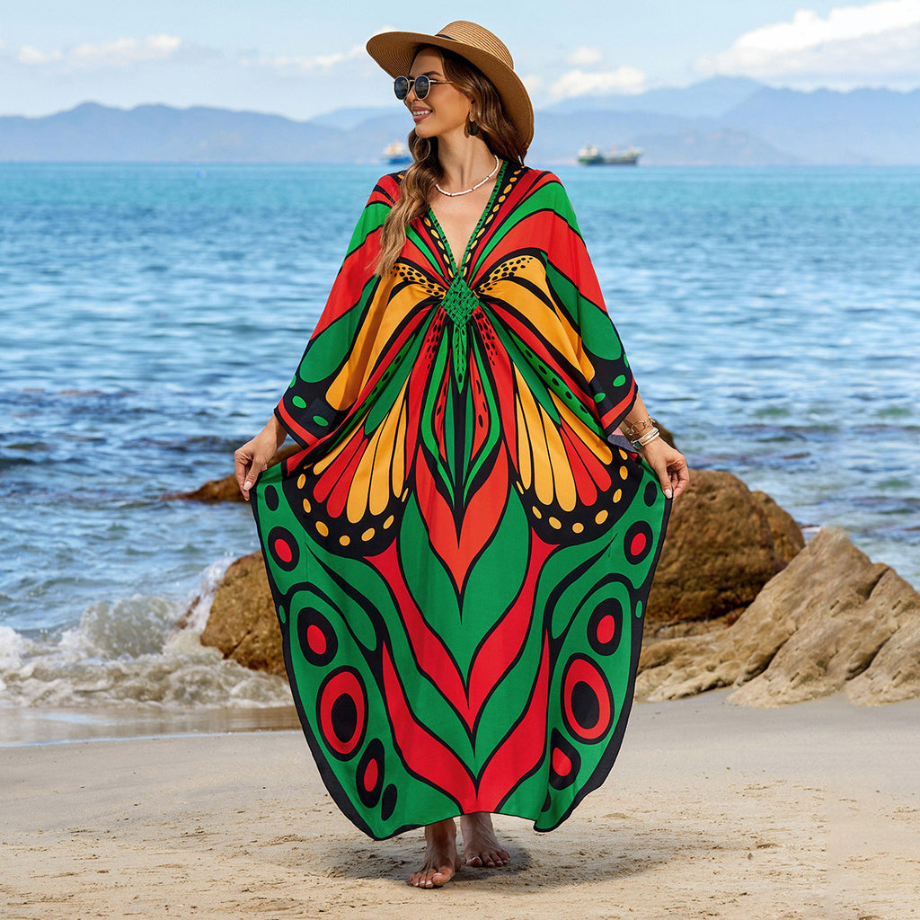 Bohemian Beach Cover-Up with Woven Print