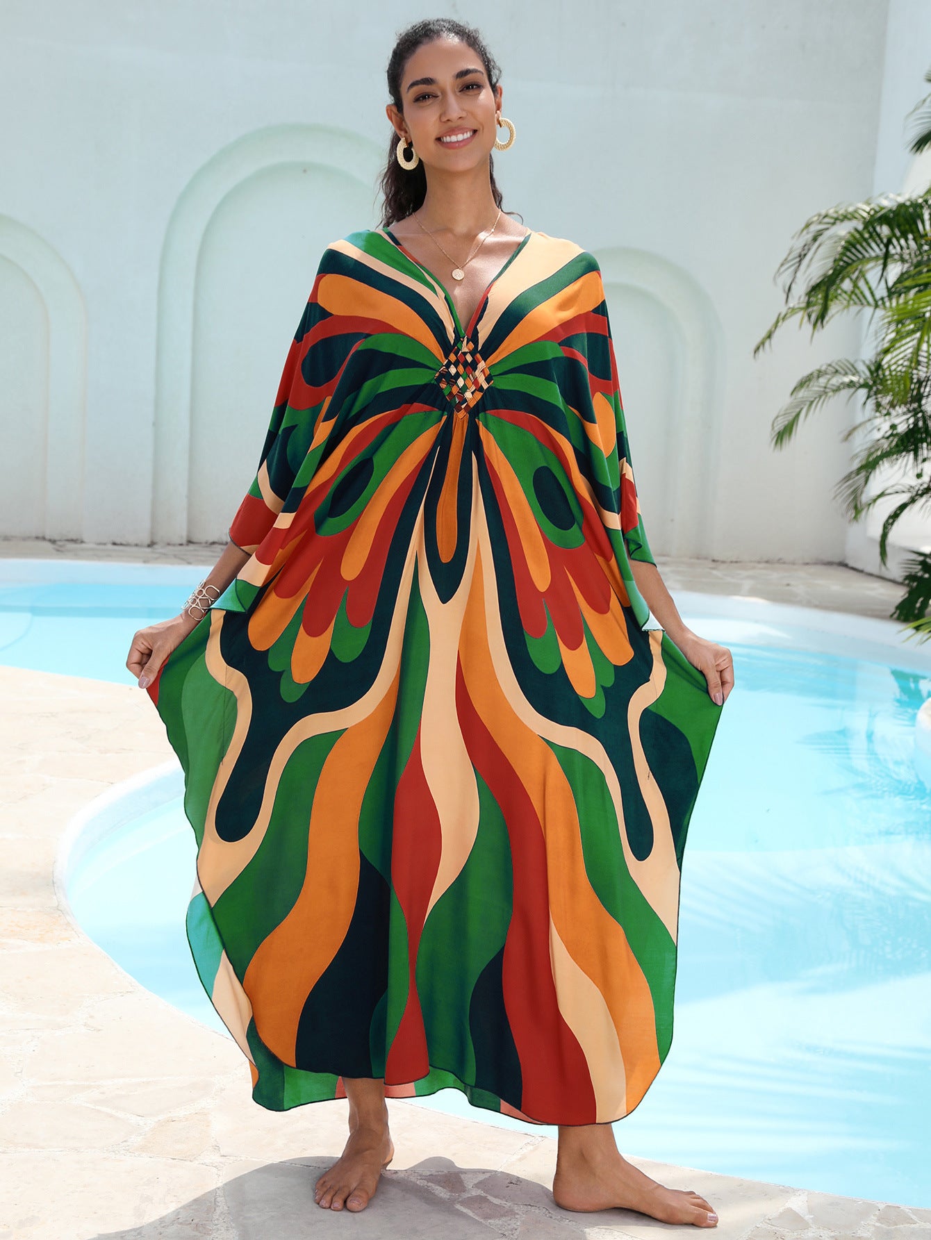 Rayon Printed Beach Cover Up Dress