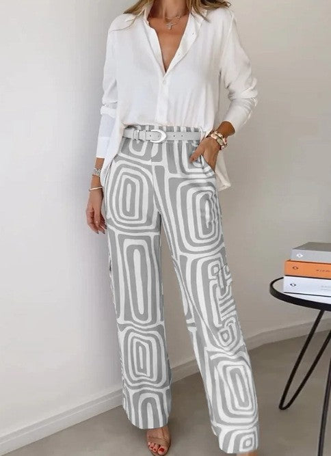 Women's Printed Shirt and Trousers Set