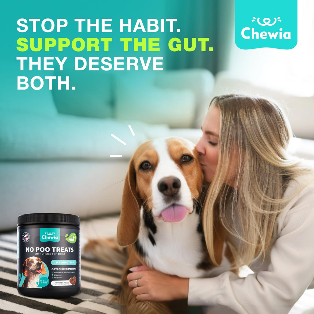 No Poo Chews for Dogs  Coprophagia Deterrent  Dog Probiotics for Digestive Health with Enzymes  Canine Stool Eating Deterrent  Digestive, Dental, Gut & Immune Health Treats  No Poop Eating