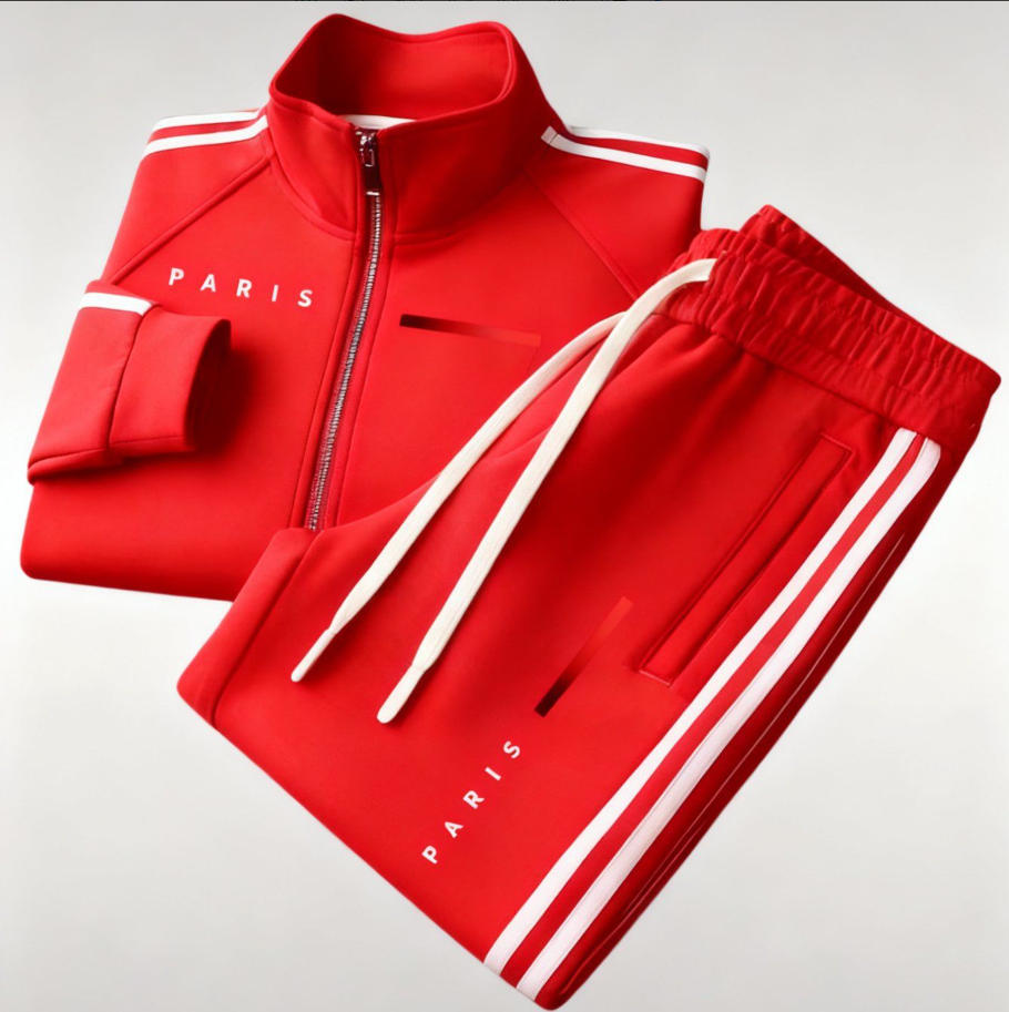 Mens zipper jacket printed casual set