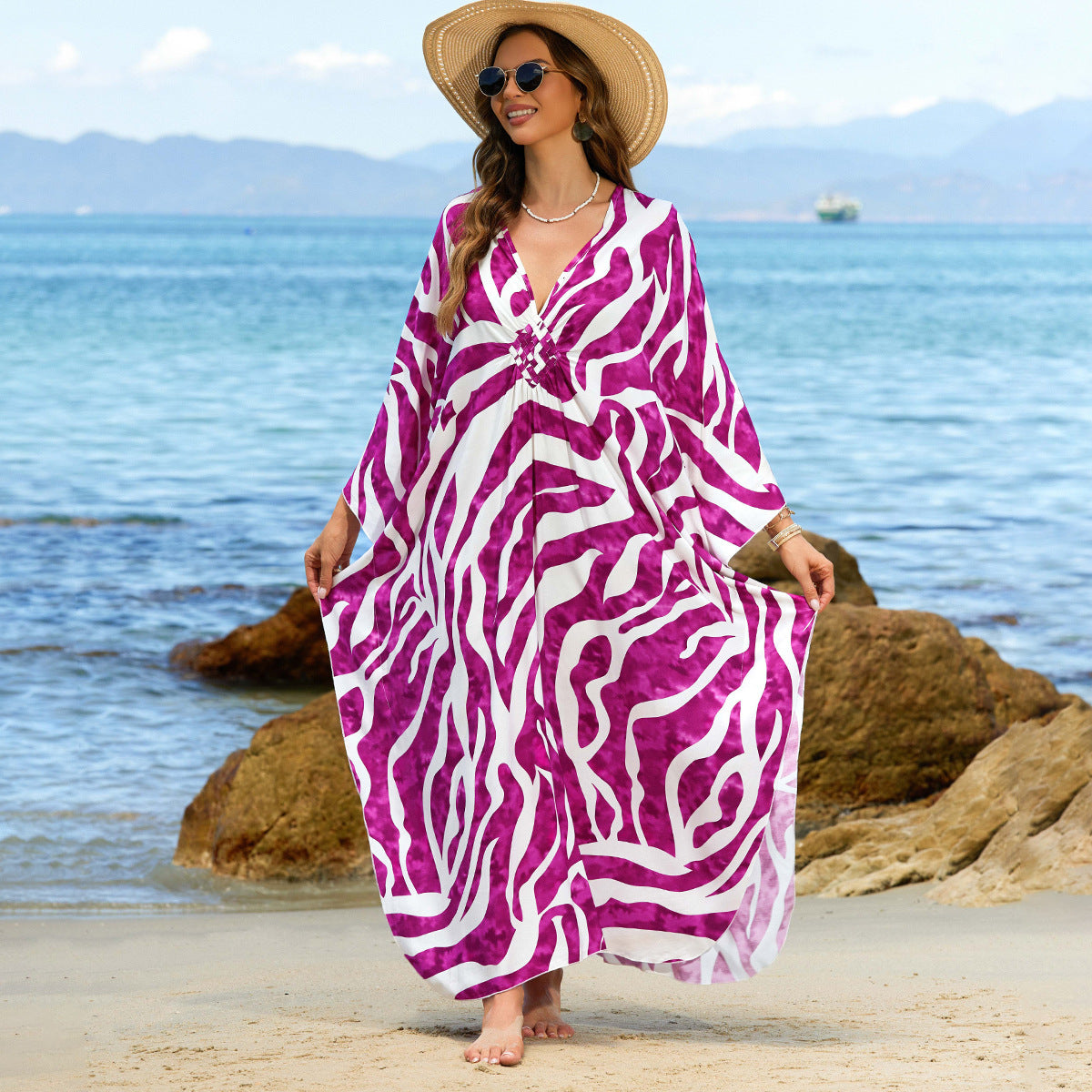 Bohemian Beach Cover-Up with Woven Print