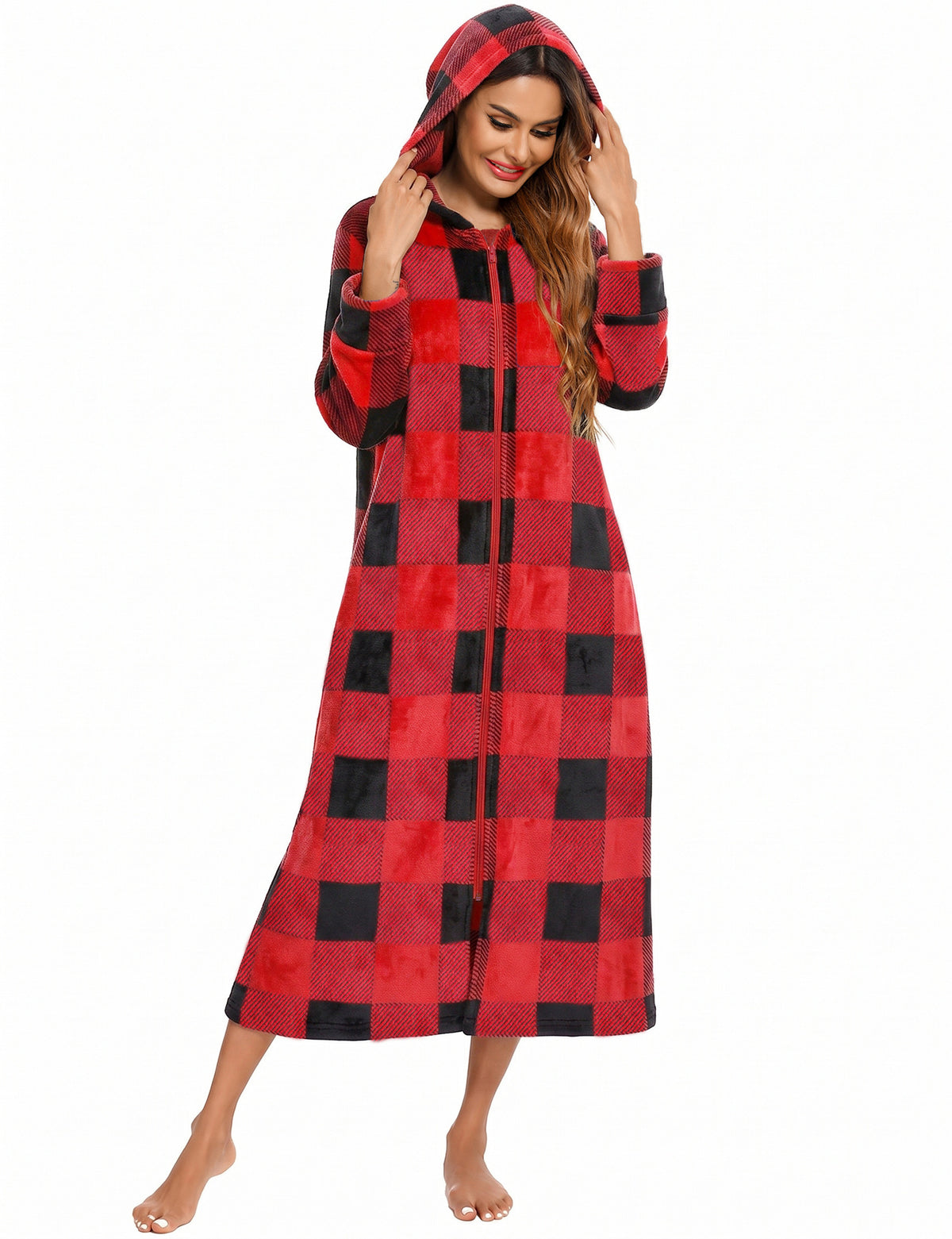Flannel Pajamas New Long-Sleeved Zipper Nightgown Home Clothes