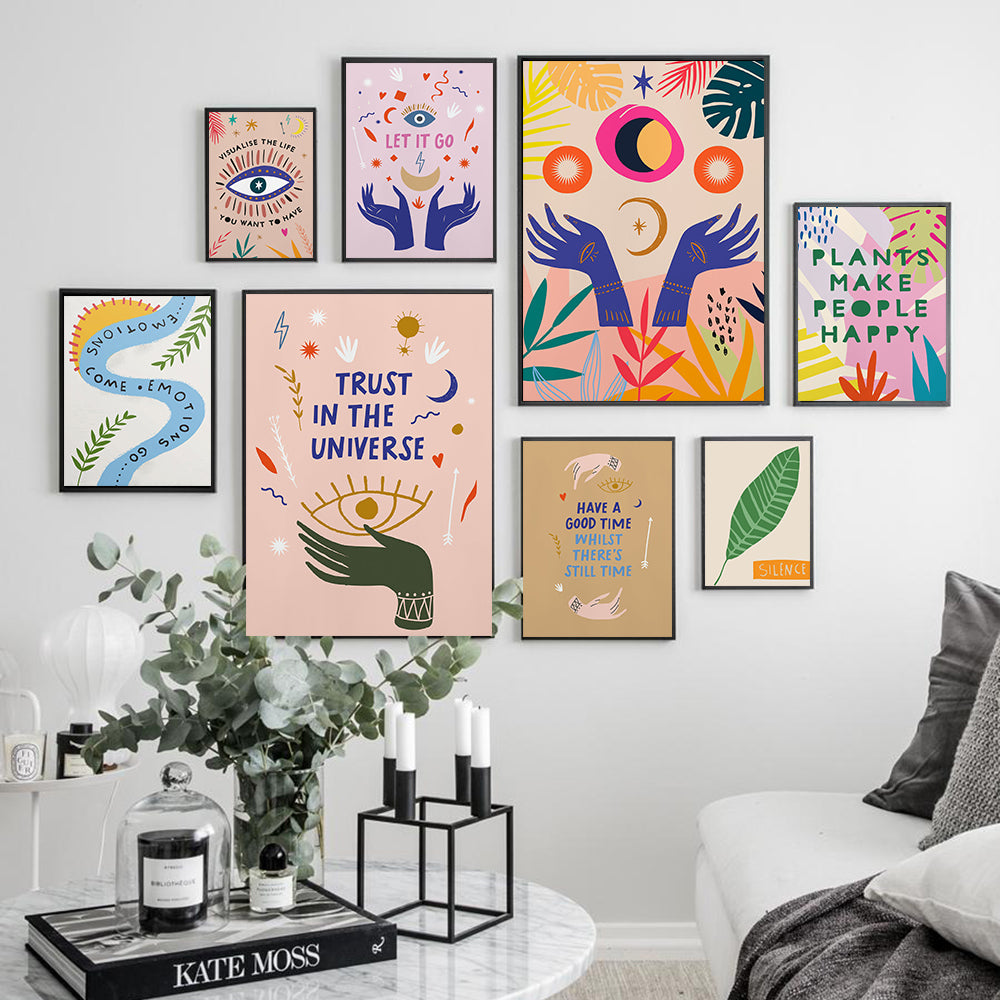 Believe In The Universe Inspirational Quotes Poster Boho Canvas Painting