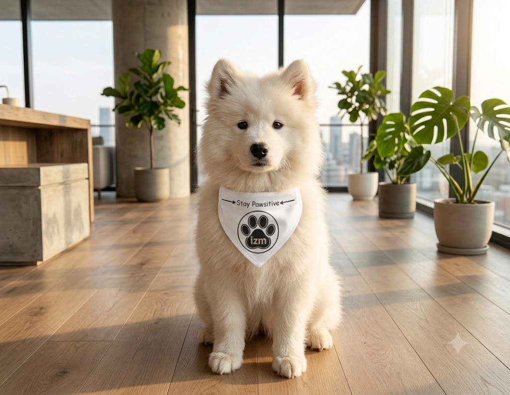 Clip-On Pet Bandana — 'Stay Pawsitive' Paw Print Dog Bandana