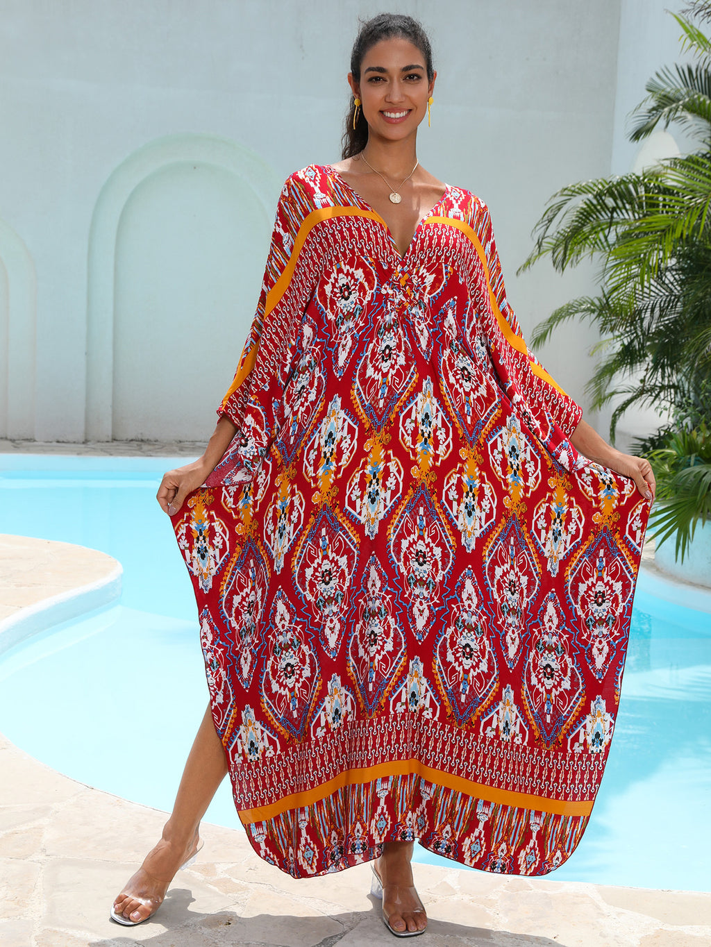 Rayon Printed Beach Cover Up Dress